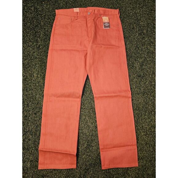 LEVI'S 501 Jeans NWT Button Fly Shrink to Fit Salmon Coral Straight Mens 38x32 - Picture 4 of 9